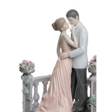 Lladró Figurina Coppia Amore Sotto la Luna Edizione Limitata 30x22cm Porcellana