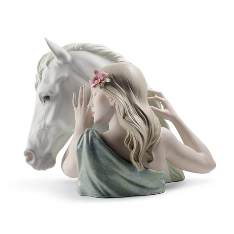 Lladró Figurina Donna Compagno Fedele Edizione Limitata 37x49cm Porcellana