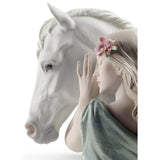 Lladró Figurina Donna Compagno Fedele Edizione Limitata 37x49cm Porcellana