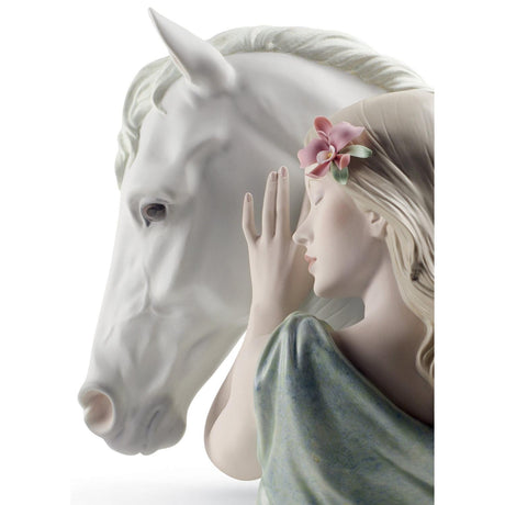 Lladró Figurina Donna Compagno Fedele Edizione Limitata 37x49cm Porcellana