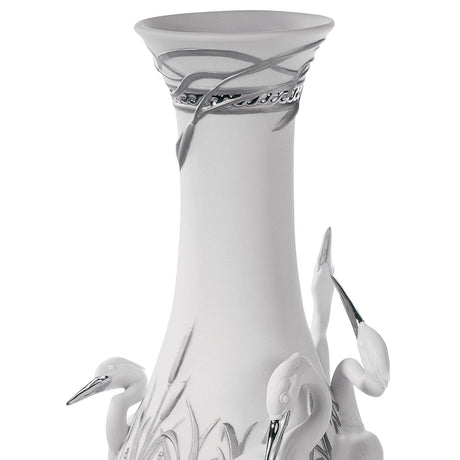 Lladró Vaso Aironi Cinerini Lustro Argento 35x17cm Porcellana