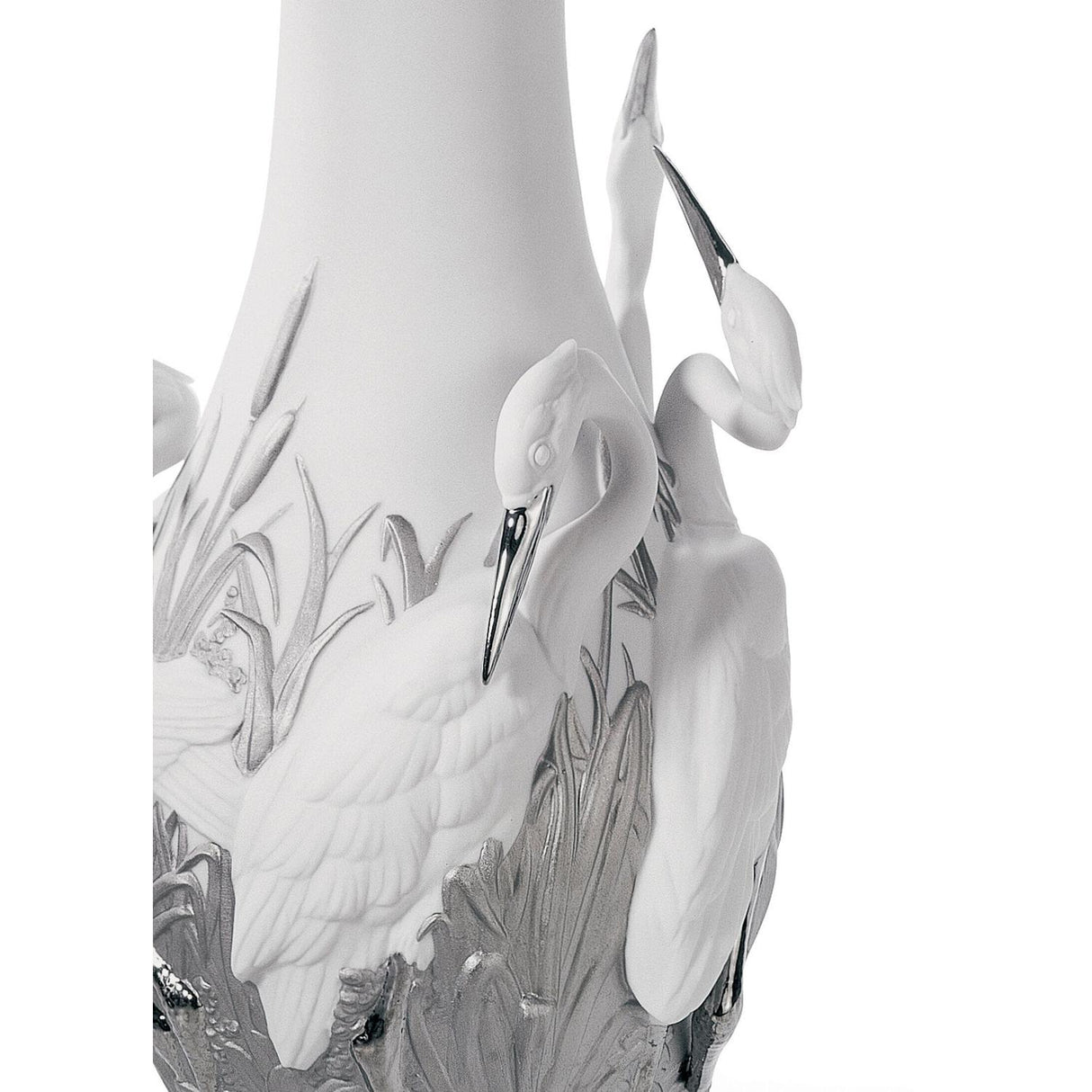 Lladró Vaso Aironi Cinerini Lustro Argento 35x17cm Porcellana
