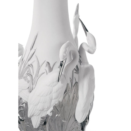 Lladró Vaso Aironi Cinerini Lustro Argento 35x17cm Porcellana