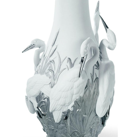 Lladró Vaso Aironi Cinerini Lustro Argento 35x17cm Porcellana