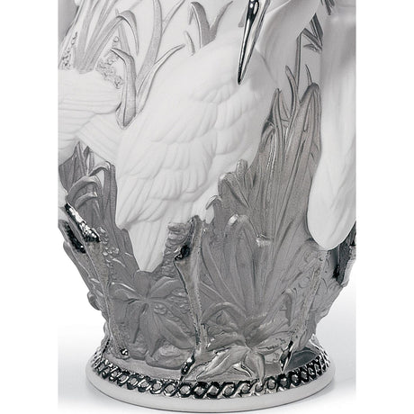 Lladró Vaso Aironi Cinerini Lustro Argento 35x17cm Porcellana