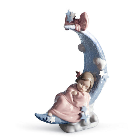 Lladró Figurina Bimba la Ninna Nanna Della Luna 20x16cm Porcellana