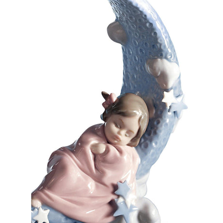 Lladró Figurina Bimba la Ninna Nanna Della Luna 20x16cm Porcellana