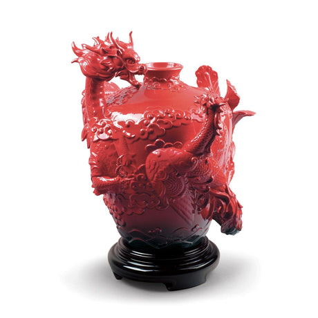 Lladró Vaso la Fenice e Il Drago 32x28cm Porcellana