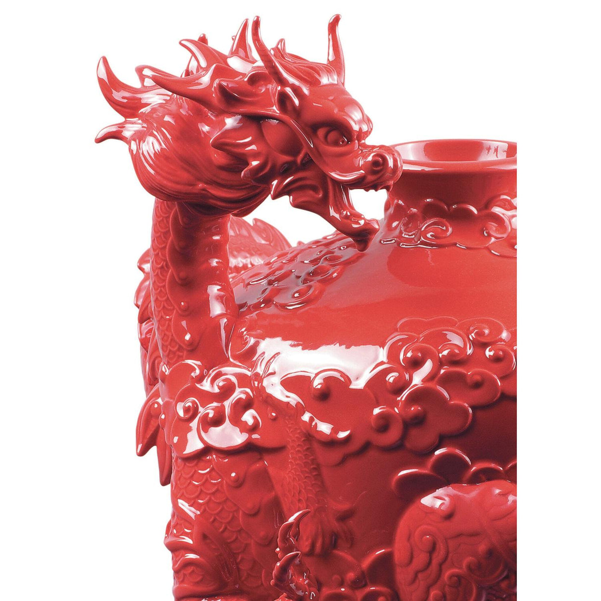 Lladró Vaso la Fenice e Il Drago 32x28cm Porcellana
