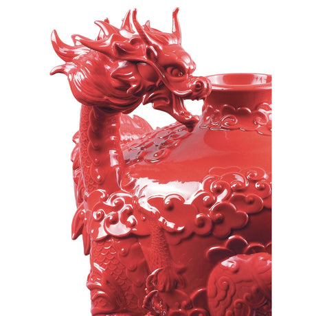 Lladró Vaso la Fenice e Il Drago 32x28cm Porcellana