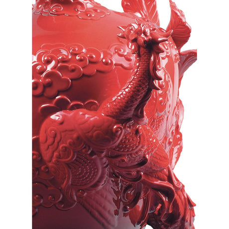 Lladró Vaso la Fenice e Il Drago 32x28cm Porcellana