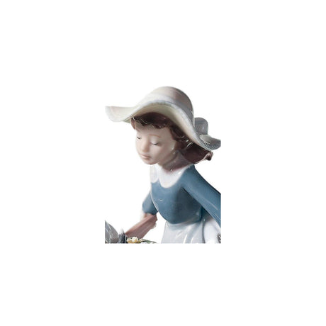 Lladró Figurina Bimba Carretta di Fiori 21x24cm Porcellana
