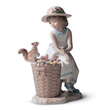 Lladró Salve Scoiattolino! Figurina Bimba 20x14cm Porcellana