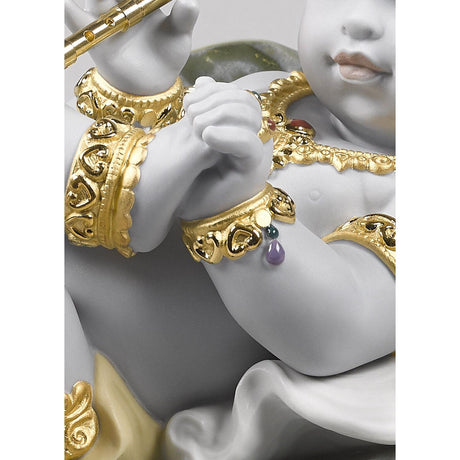 Lladró Figurina Krishna On Leaf 15x21cm Porcellana
