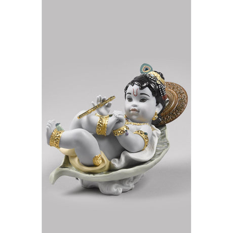 Lladró Figurina Krishna On Leaf 15x21cm Porcellana