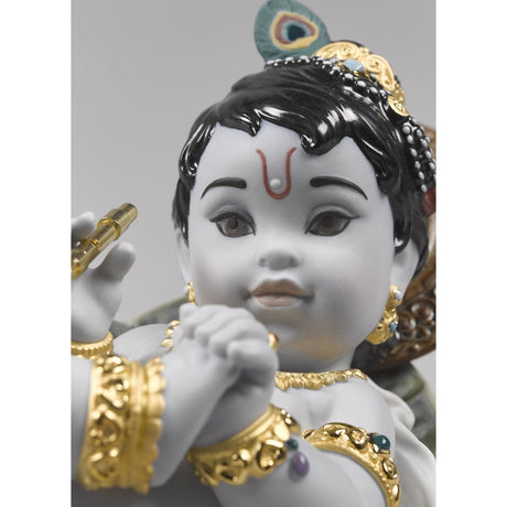 Lladró Figurina Krishna On Leaf 15x21cm Porcellana