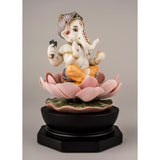 Lladró Figurina Ganesha con Loto 19x13cm Porcellana