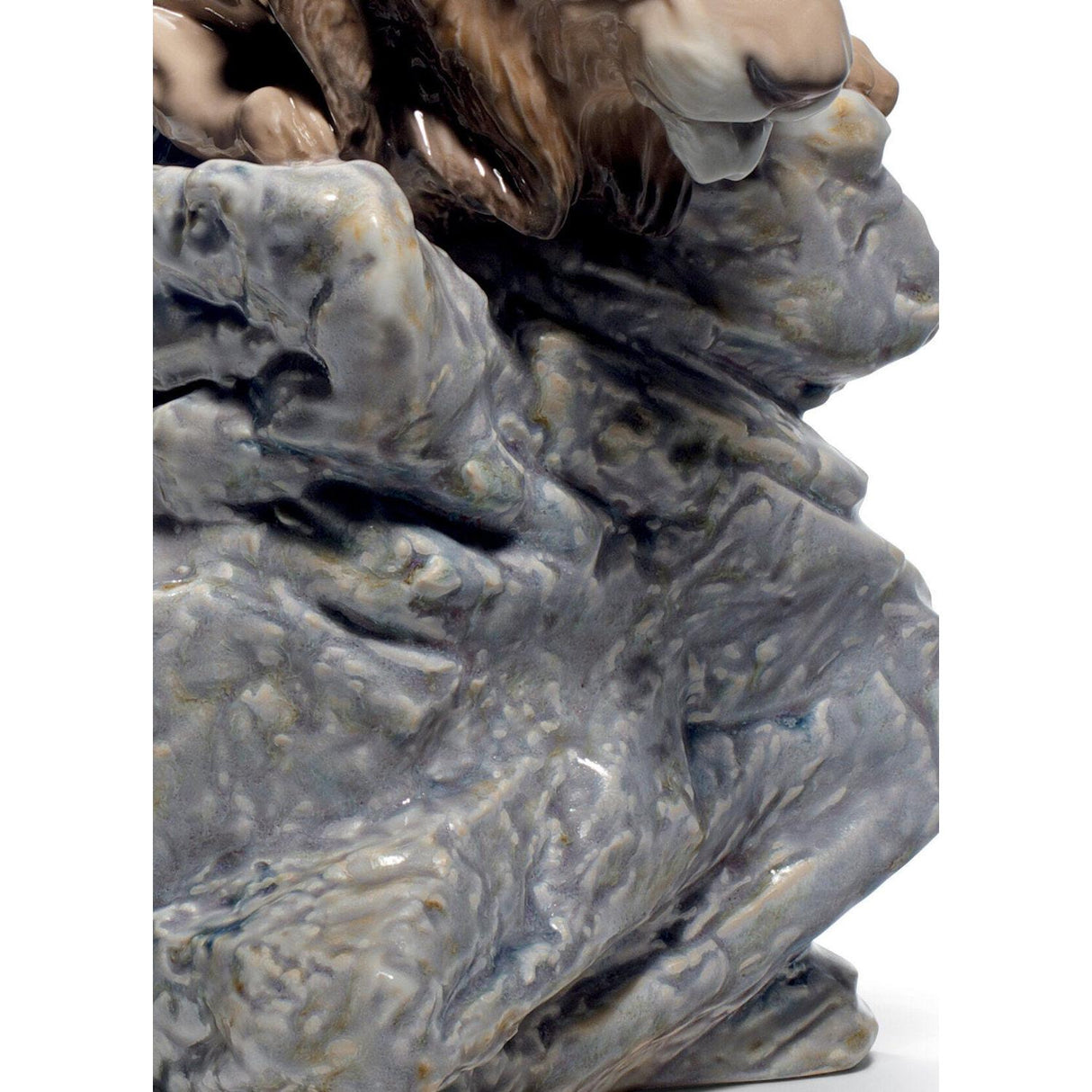 Lladró Figurina Leone in Agguato 29x31cm Porcellana