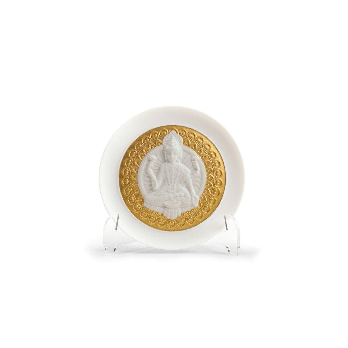Lladró Piatto Decorativo Dea Lakshmi Lustro Oro 10x10cm Porcellana