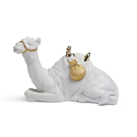 Lladró Figurina Natività Cammello Lustro Oro 15x22cm Porcellana