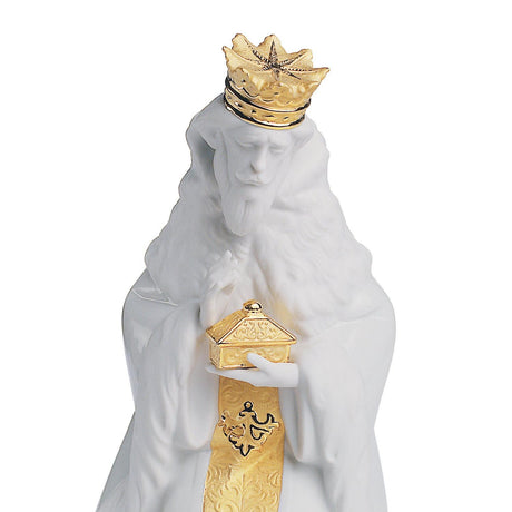 Lladró Figurina Natività Re Gaspare Lustro Oro 24x15cm Porcellana