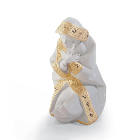 Lladró Figurina Natività Maria Lustro Oro 18x13cm Porcellana