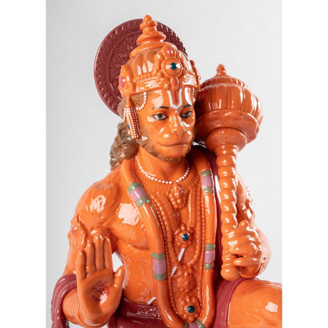 Lladró Figurina Hanuman Arancione 27x15cm Porcellana