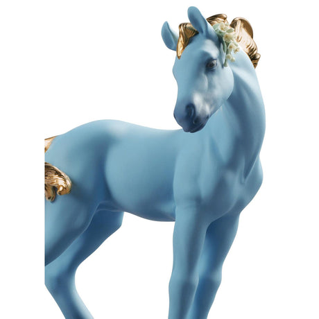 Lladró Figurina Il Cavallo Azzurro Edizione Limitata 23x20cm Porcellana