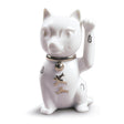 Lladró Figurina Maneki Neko Lustro Argento 11x6cm Porcellana