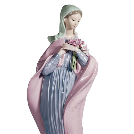 Lladró Figurina Vergine con Fiori 32x11cm Porcellana