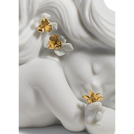 Lladró Figurina Sirena Sognando Il Mare Lustro Oro 8x16cm Porcellana
