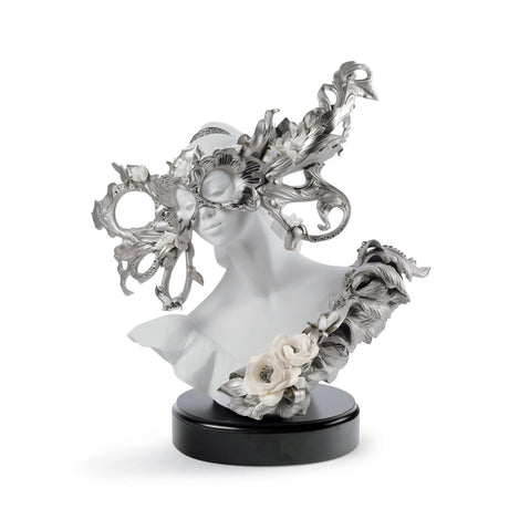 Lladró Scultura Fantasia di Carnevale Edizione Limitata Lustro Argento 45x43cm Porcellana