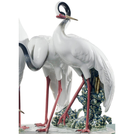 Lladró Scultura Gruppo di Gru Edizione Limitata 45x22cm Porcellana