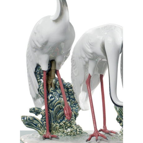 Lladró Scultura Gruppo di Gru Edizione Limitata 45x22cm Porcellana