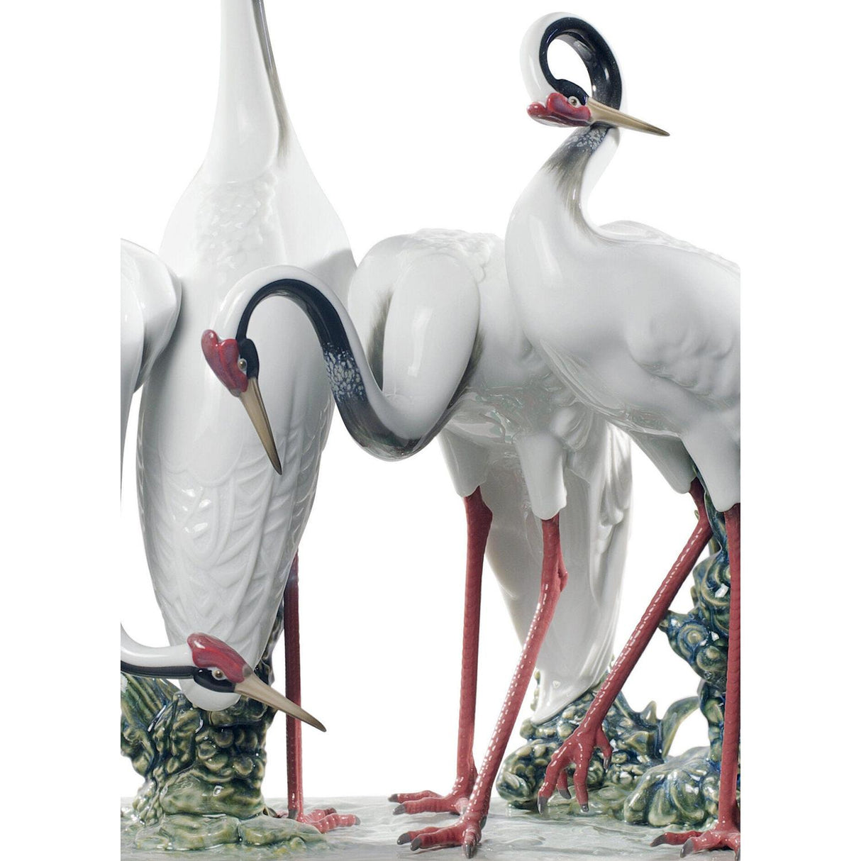 Lladró Scultura Gruppo di Gru Edizione Limitata 45x22cm Porcellana