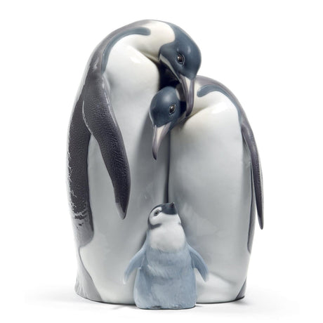 Lladró Figurina Famiglia di Pinguini 25x16cm Porcellana