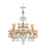 LLADRO' Chandelier Belle De Nuit 24 Luci Lustro Oro 125x80cm Porcellana