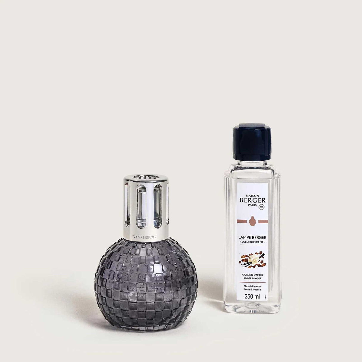 LAMPE BERGER Lampada Catalitica Cofanetto Disco Gris con Flacone 250ml Poussiere d'Ambre