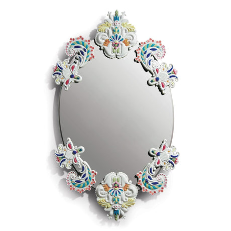 Lladró Specchio da Parete Ovale Senza Cornice Multicolore Edizione Limitata 92x53cm Porcellana