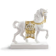 Lladró Scultura Cavallo Cortigiano Lustro Oro 42x40cm Porcellana