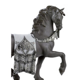 Lladró Scultura Cavallo Cortigiano Lustro Argento 42x40cm Porcellana