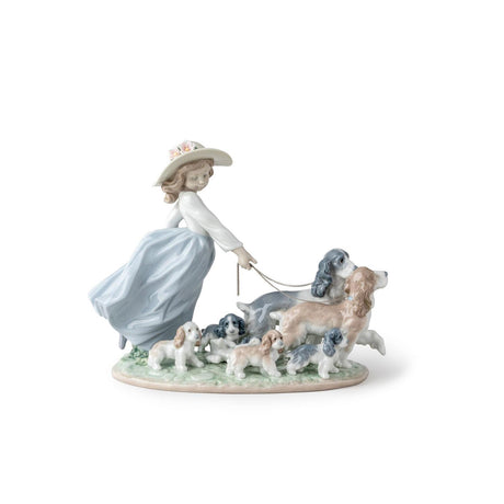 Lladró Figurina Bimba con Cani la Grande Famiglia 24x31cm Porcellana