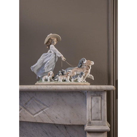Lladró Figurina Bimba con Cani la Grande Famiglia 24x31cm Porcellana