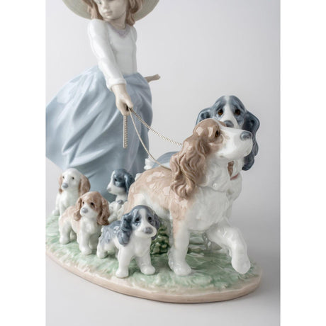 Lladró Figurina Bimba con Cani la Grande Famiglia 24x31cm Porcellana