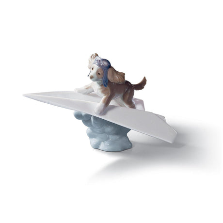 Lladró Figurina Cane L'Aereo di Carta 12x19cm Porcellana