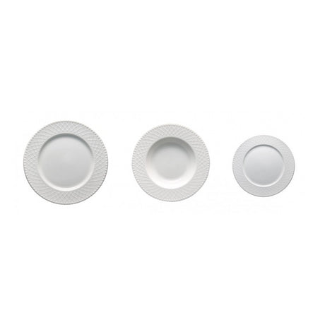 BRANDANI Burlesque Servizio Tavola Piatti Set 18 Pezzi Bianco Porcellana