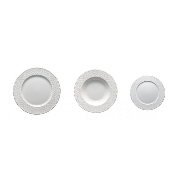 BRANDANI Burlesque Servizio Tavola Piatti Set 18 Pezzi Bianco Porcellana