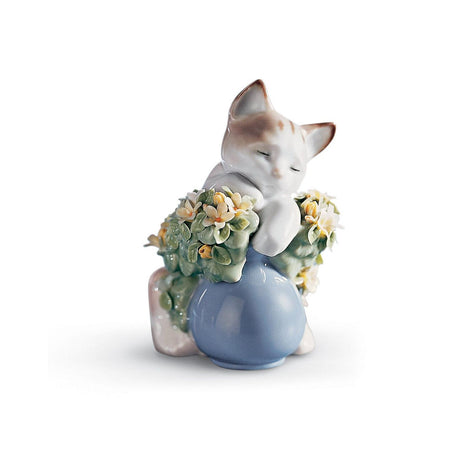 Lladró Figurina Gattino Sognatore 11x10cm Porcellana