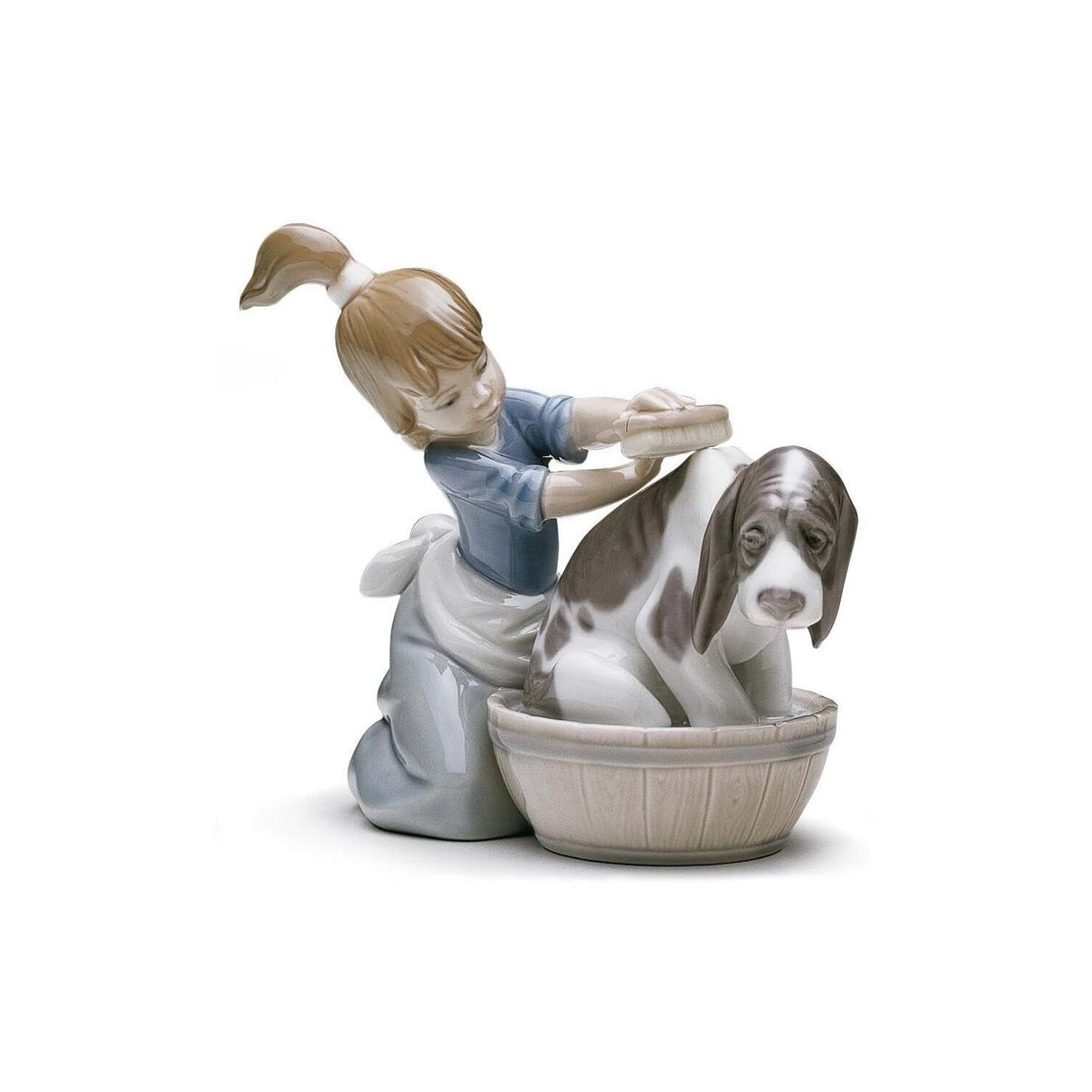 Lladró Figurina Il Bagno Del Cane 12x14cm Porcellana