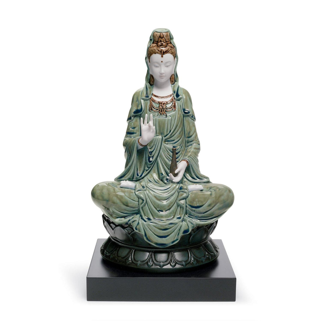 Lladró Figurina Kwan Yin Verde 33x18cm Porcellana